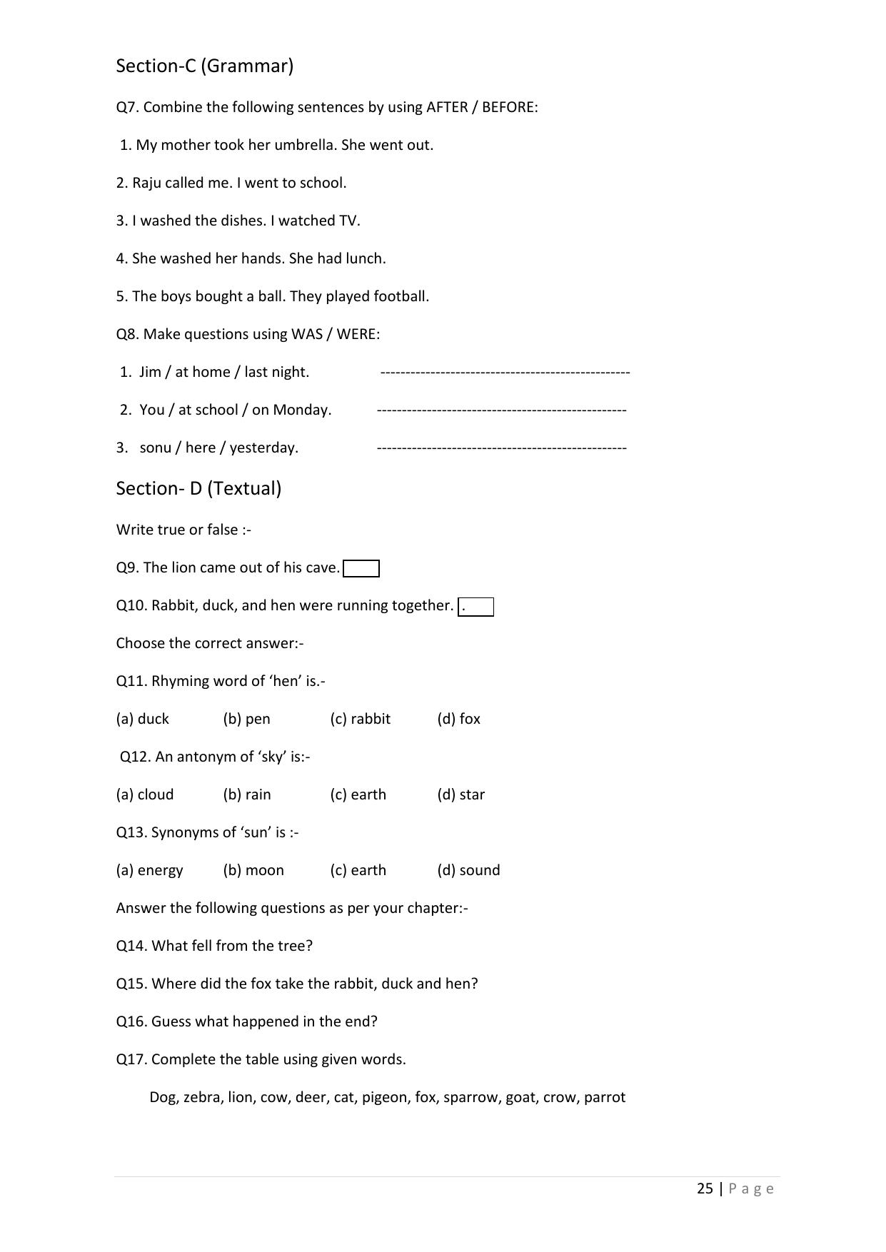 Chhattisgarh Board Class 5 English Question Bank - Page 29