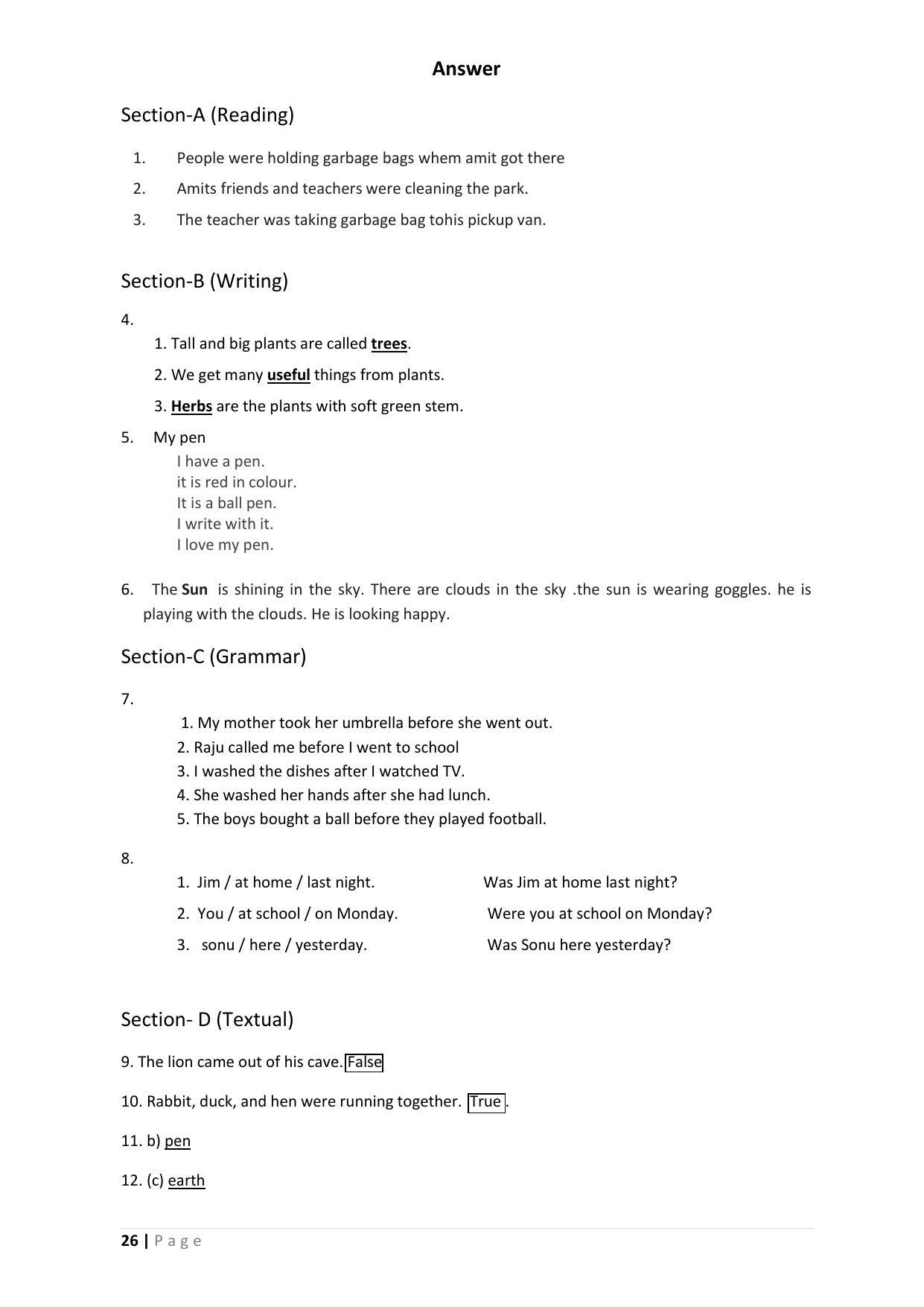Chhattisgarh Board Class 5 English Question Bank - Page 30
