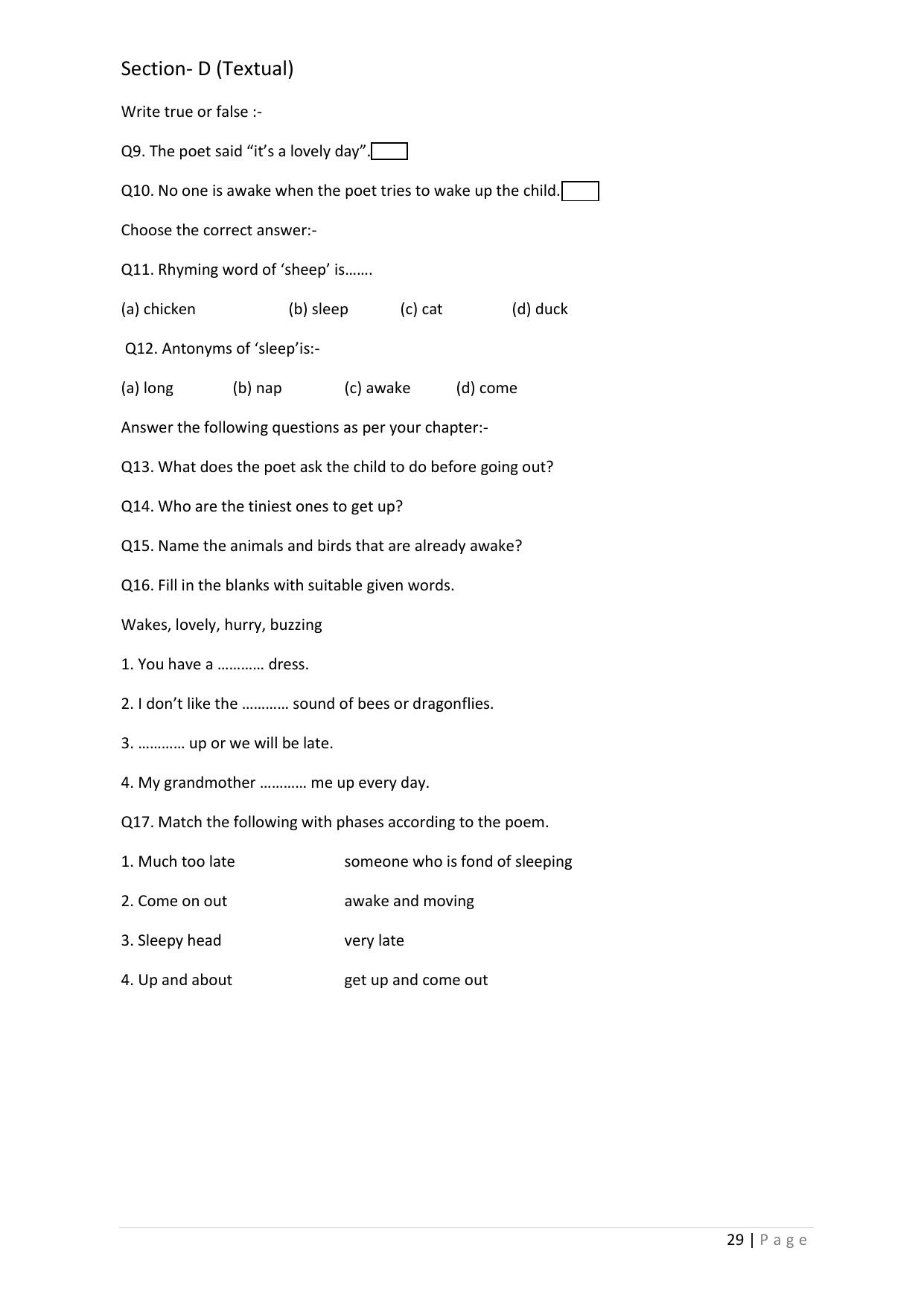 Chhattisgarh Board Class 5 English Question Bank - Page 33