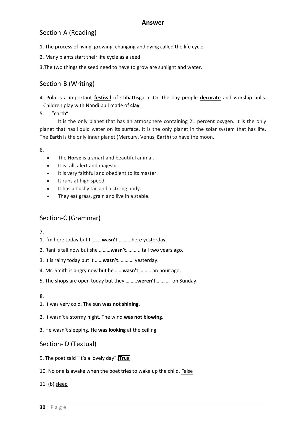 Chhattisgarh Board Class 5 English Question Bank - Page 34