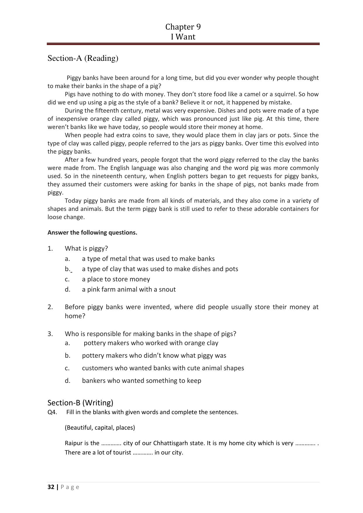 Chhattisgarh Board Class 5 English Question Bank - Page 36