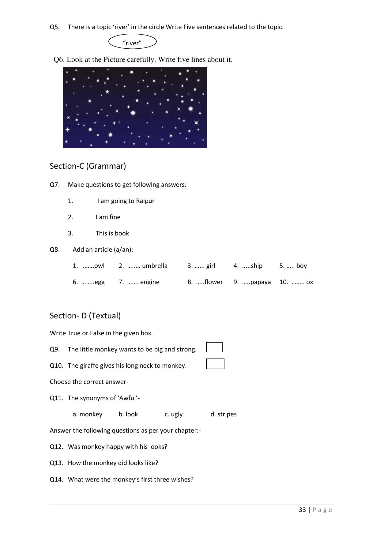 Chhattisgarh Board Class 5 English Question Bank - Page 37