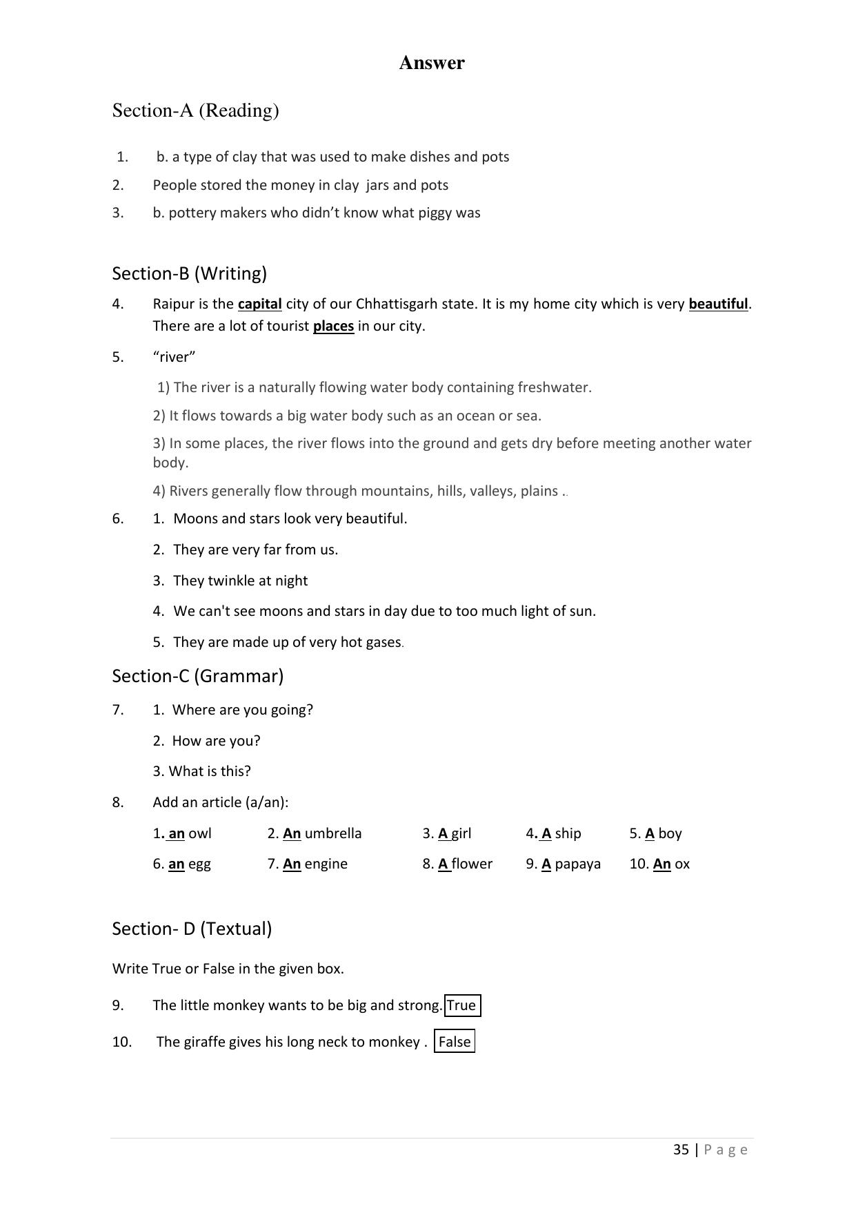 Chhattisgarh Board Class 5 English Question Bank - Page 39