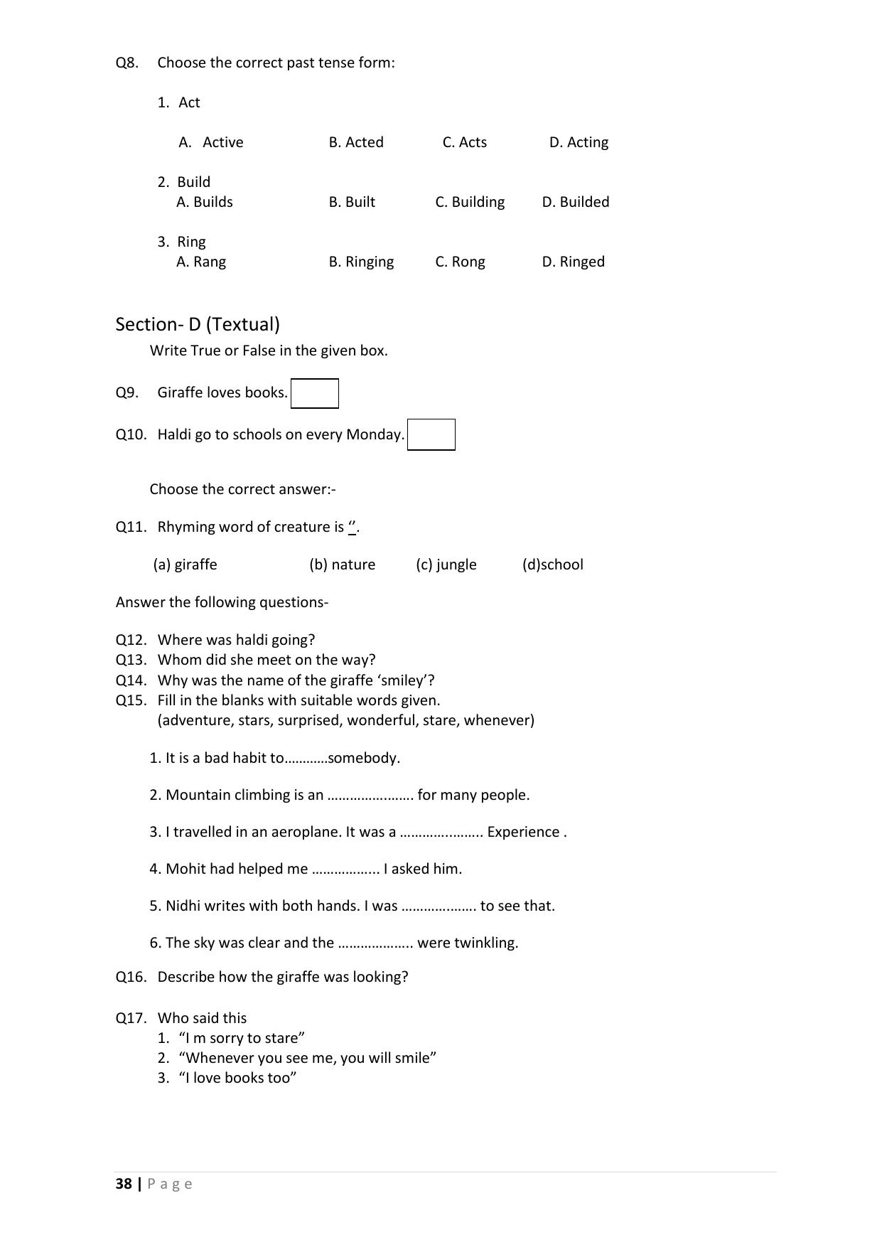 Chhattisgarh Board Class 5 English Question Bank - Page 42