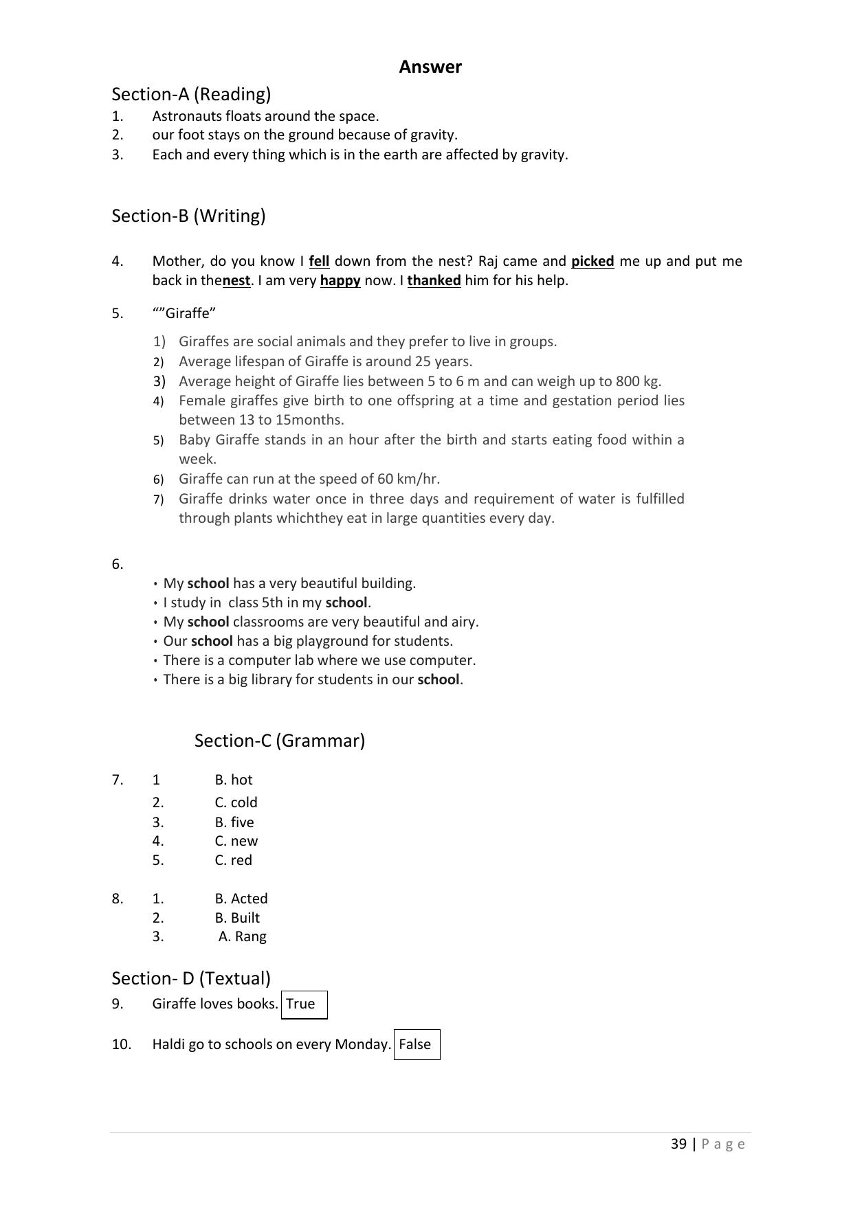 Chhattisgarh Board Class 5 English Question Bank - Page 43