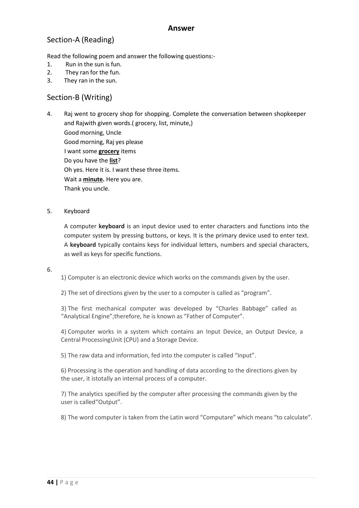 Chhattisgarh Board Class 5 English Question Bank - Page 48