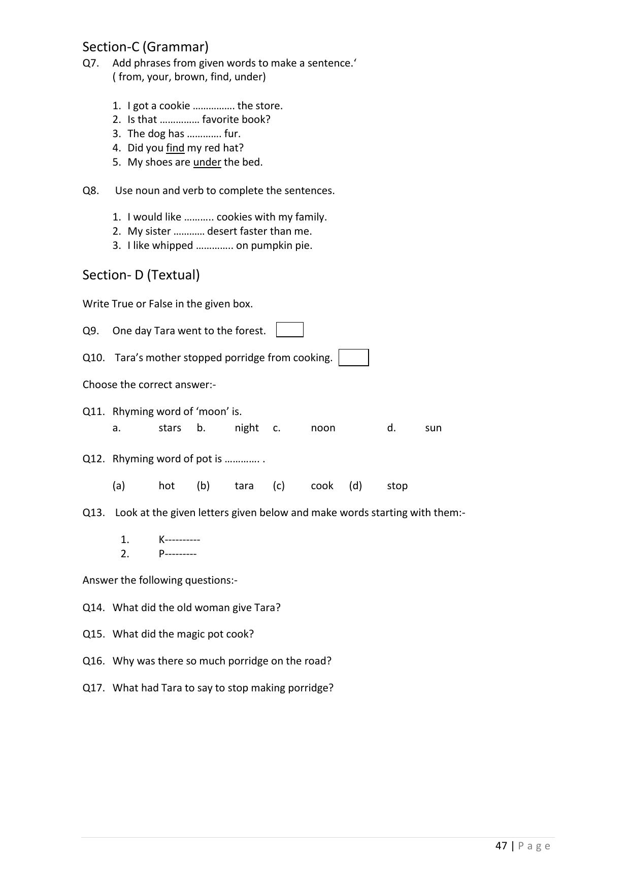 Chhattisgarh Board Class 5 English Question Bank - Page 51