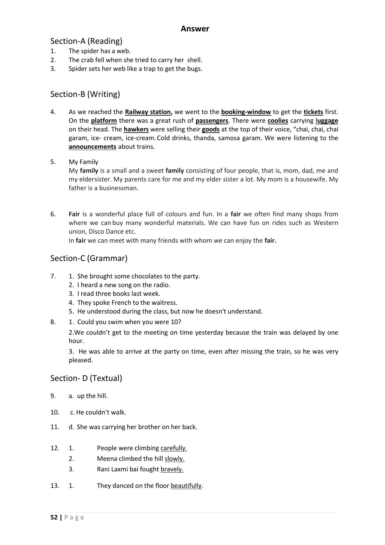 Chhattisgarh Board Class 5 English Question Bank - Page 56