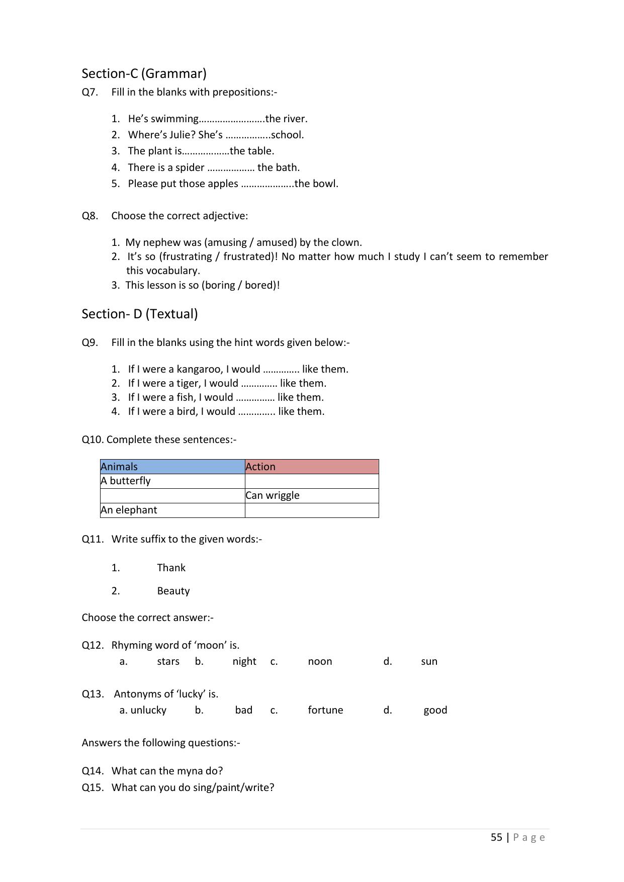 Chhattisgarh Board Class 5 English Question Bank - Page 59