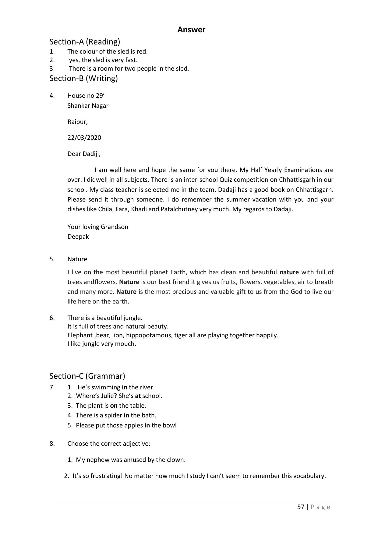 Chhattisgarh Board Class 5 English Question Bank - Page 61