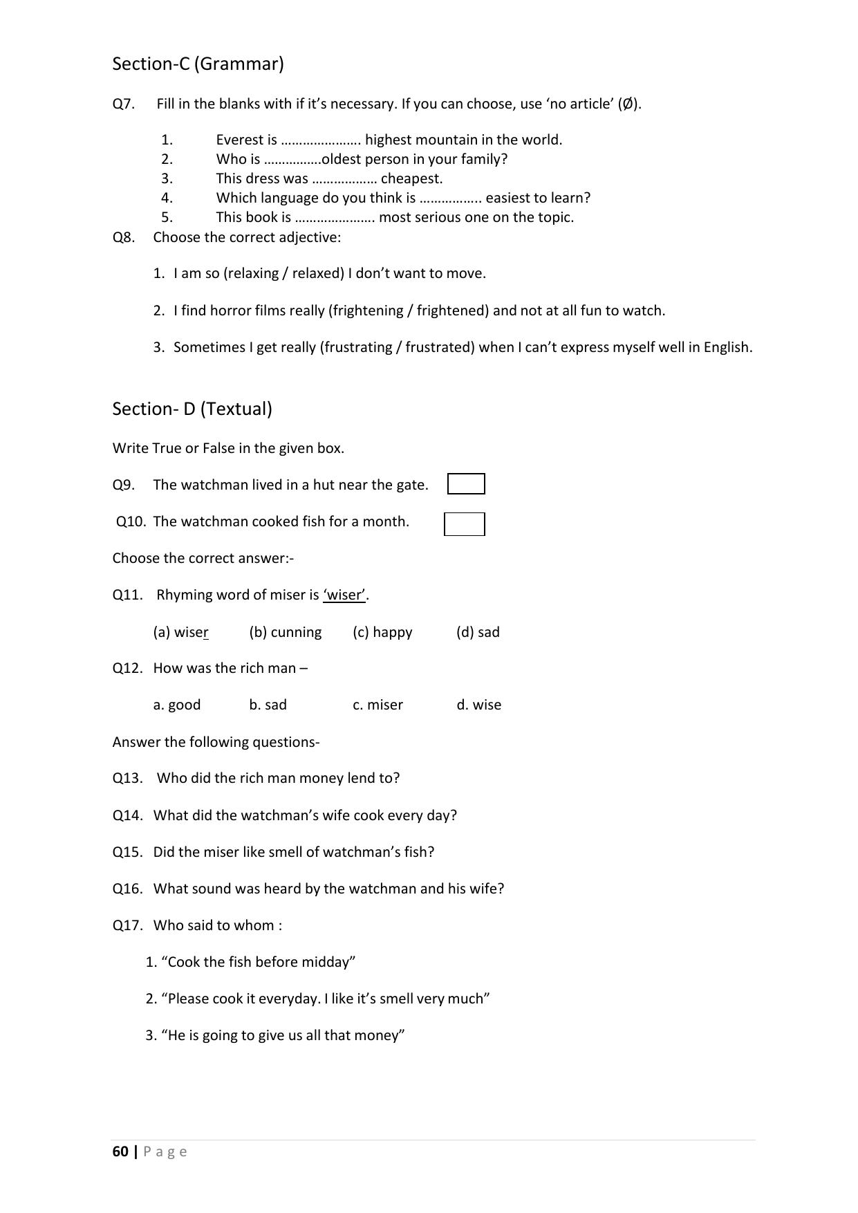 Chhattisgarh Board Class 5 English Question Bank - Page 64