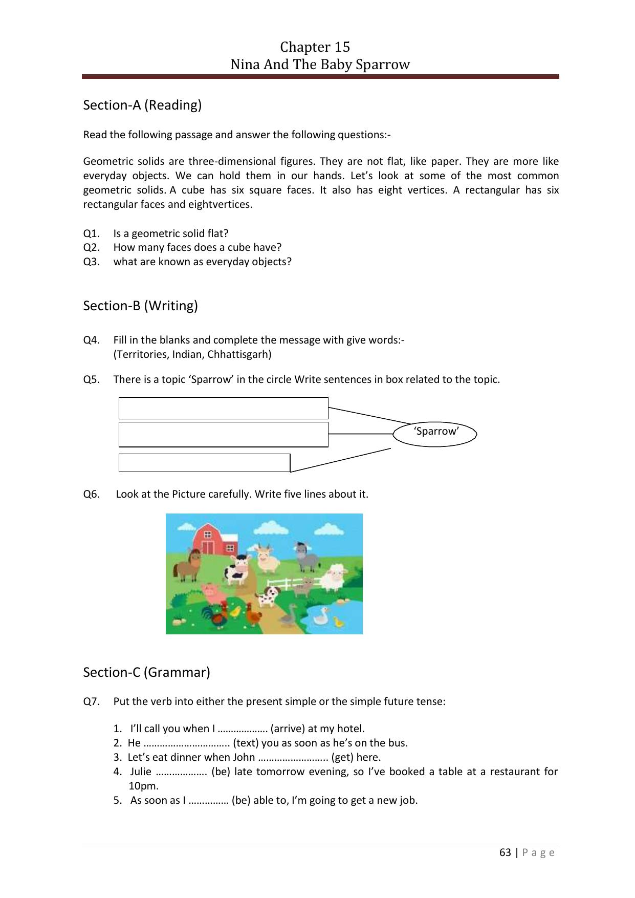 Chhattisgarh Board Class 5 English Question Bank - Page 67