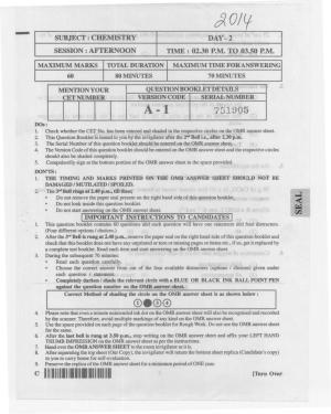 KCET Chemistry 2014 Question Papers