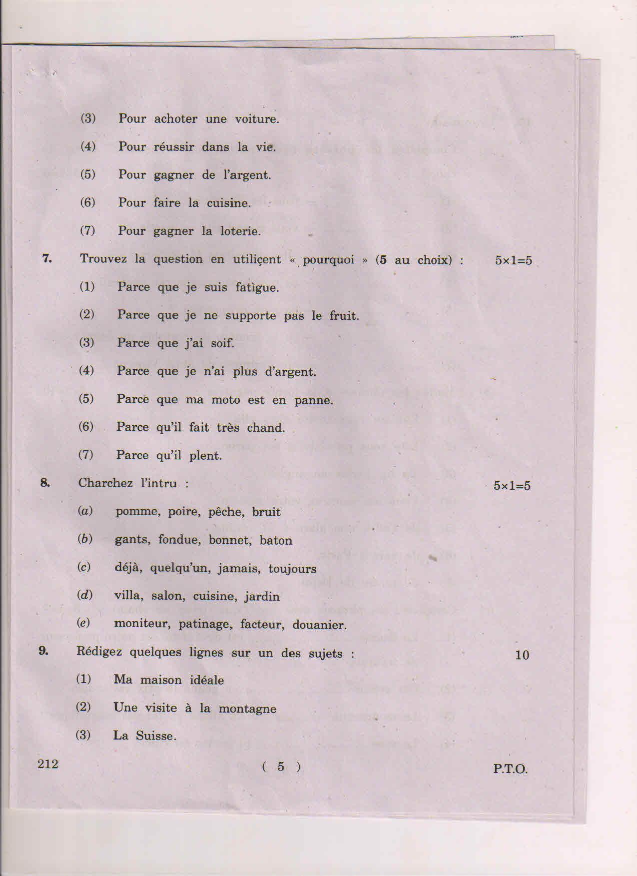 AP Inter 2nd Year French-II March 2018 (General) Question Paper - Page 5