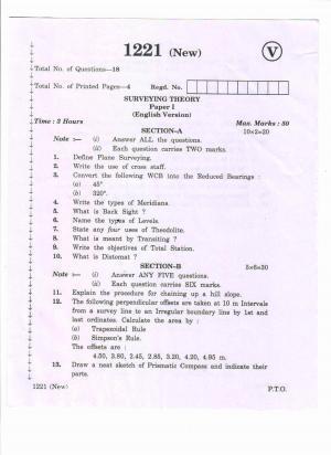 AP Inter 2nd Year Vocational Question Paper March - 2020 - Surveying Theory-I