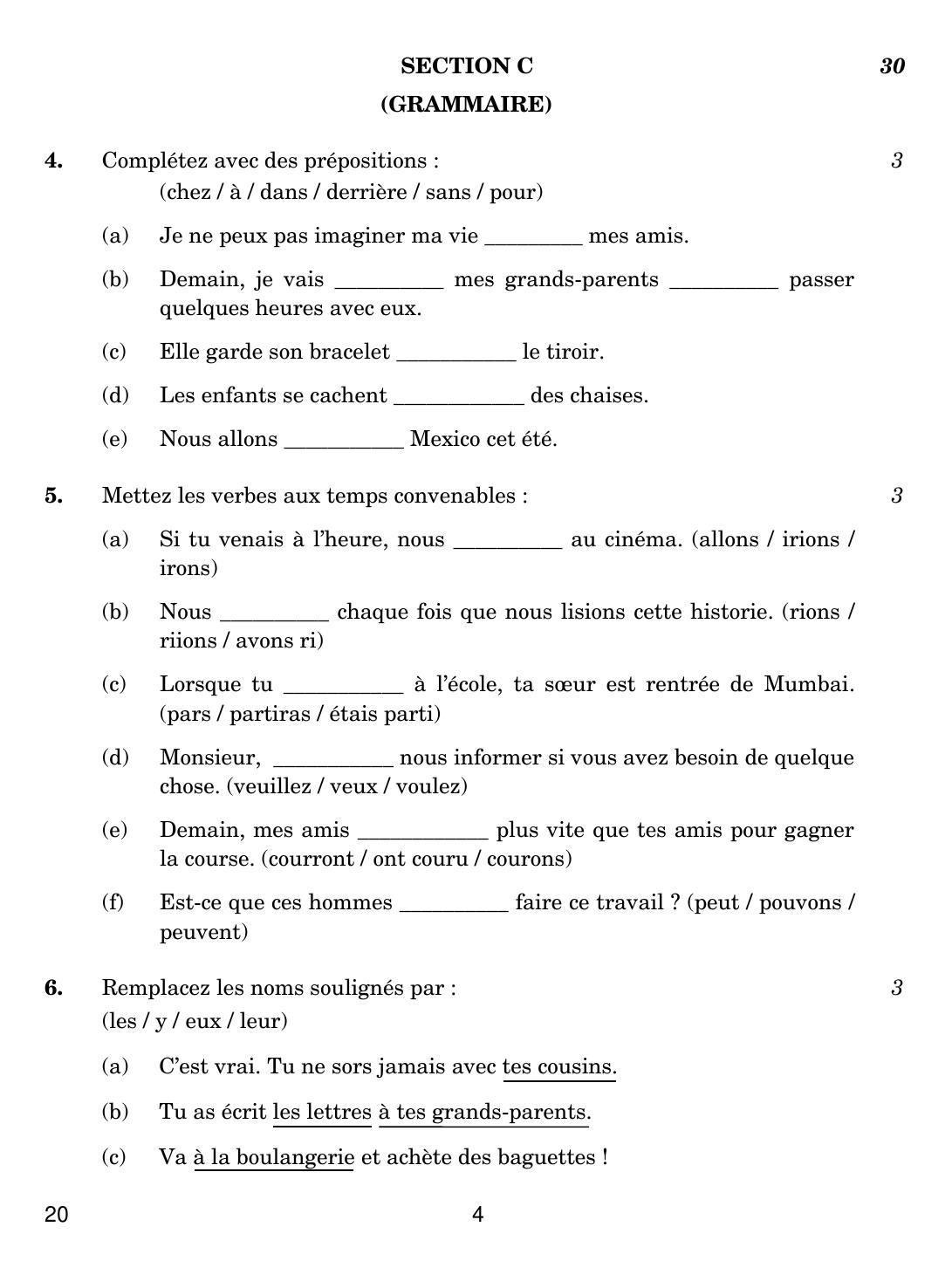 CBSE Class 10 20 French 2019 Compartment Question Paper - Page 4