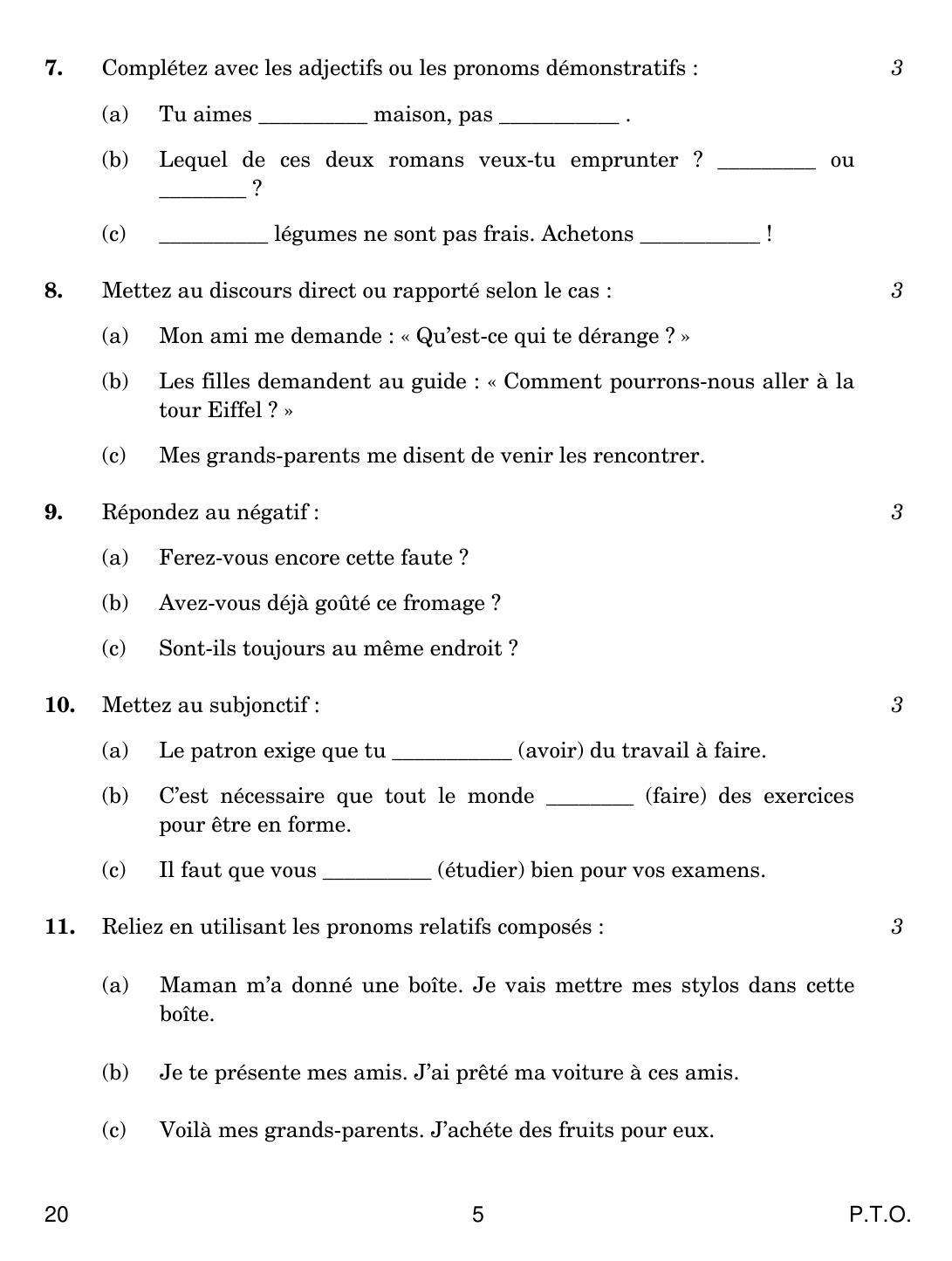 CBSE Class 10 20 French 2019 Compartment Question Paper - Page 5