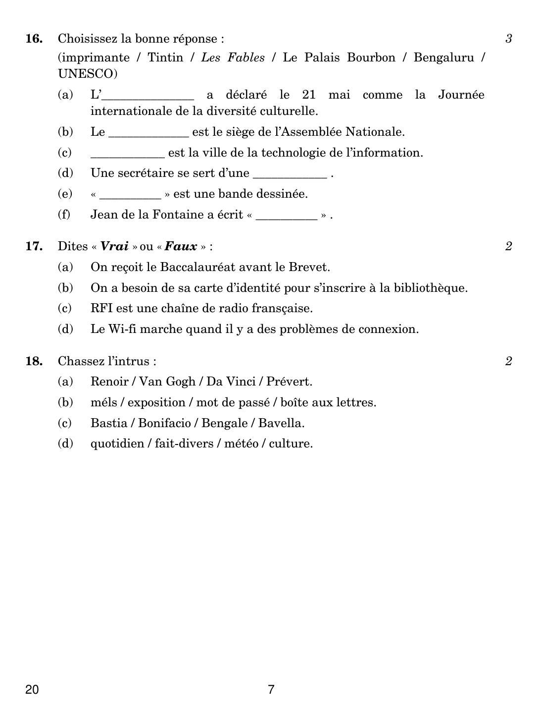 CBSE Class 10 20 French 2019 Compartment Question Paper - Page 7