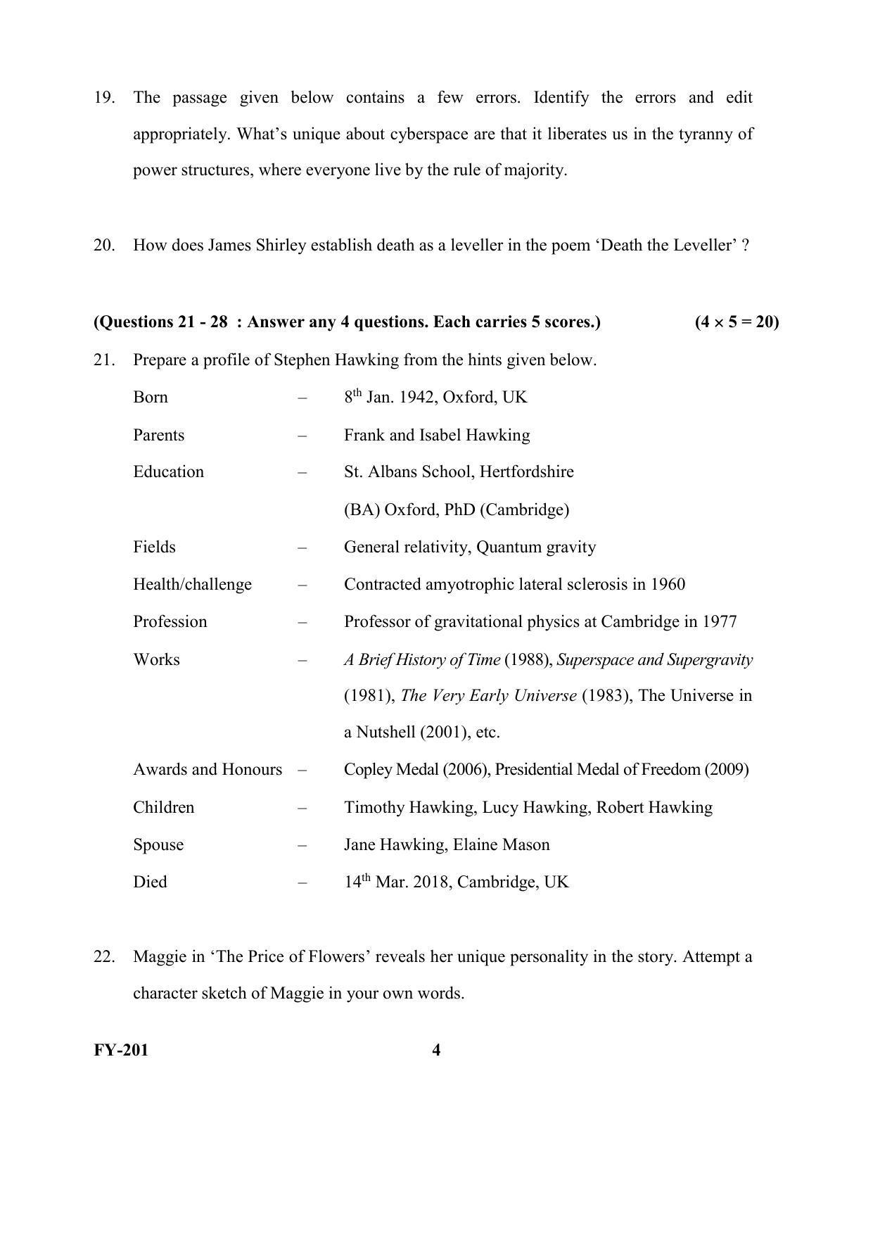 Kerala Plus One (Class 11th) Part-I English Question Paper 2021 - Page 4