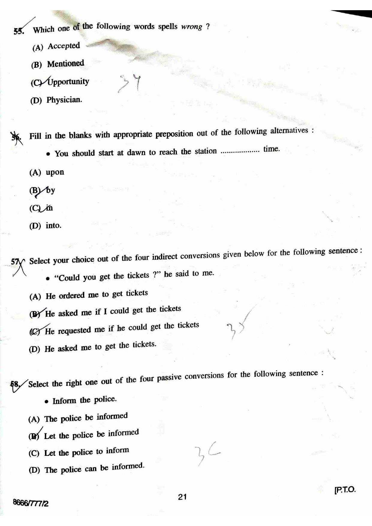 HPU B.Ed. Entrance Test 2018 Question Paper - Page 20