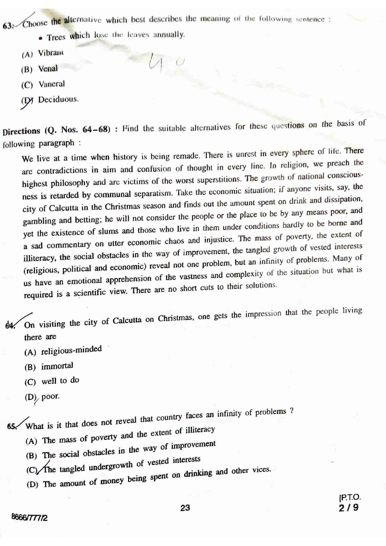 HPU B.Ed. Entrance Test 2018 Question Paper - Page 22