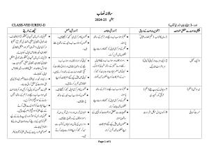 Edudel Class 8 Urdu-A (Urdu Medium) Syllabus 2025