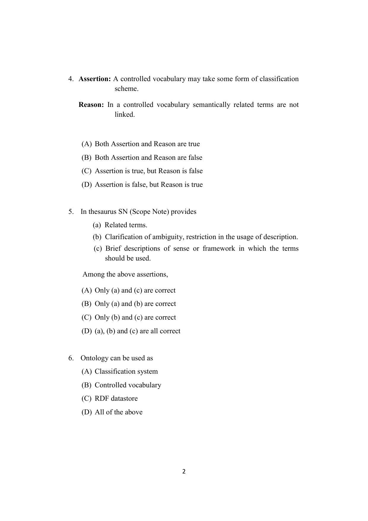 ISI Admission Test JRF in Library and Information Science LIA 2021 Sample Paper - Page 2