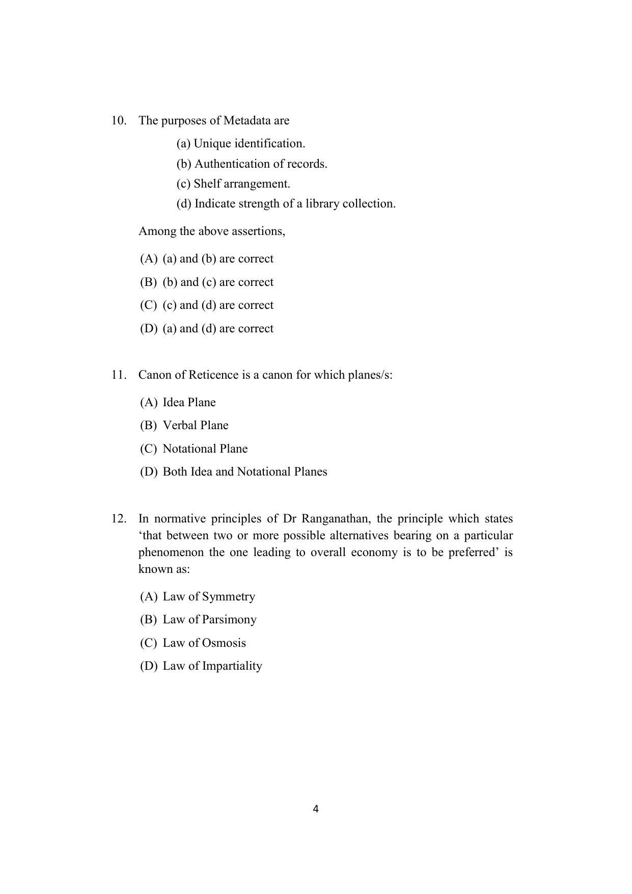 ISI Admission Test JRF in Library and Information Science LIA 2021 Sample Paper - Page 4