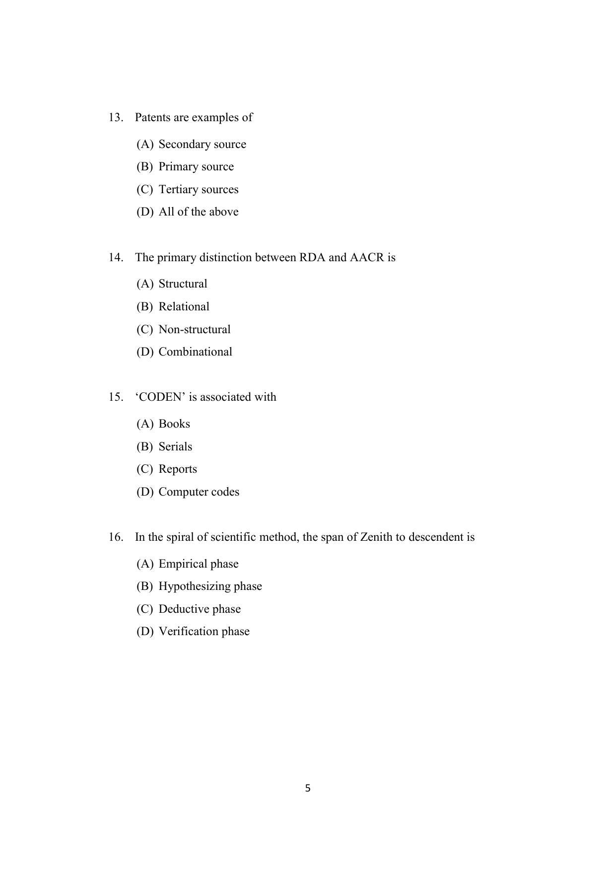 ISI Admission Test JRF in Library and Information Science LIA 2021 Sample Paper - Page 5