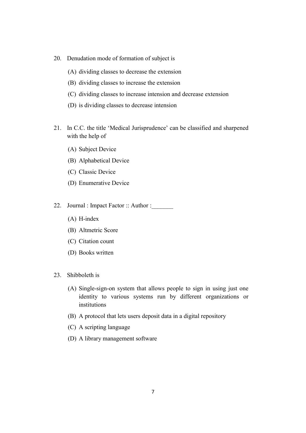ISI Admission Test JRF in Library and Information Science LIA 2021 Sample Paper - Page 7