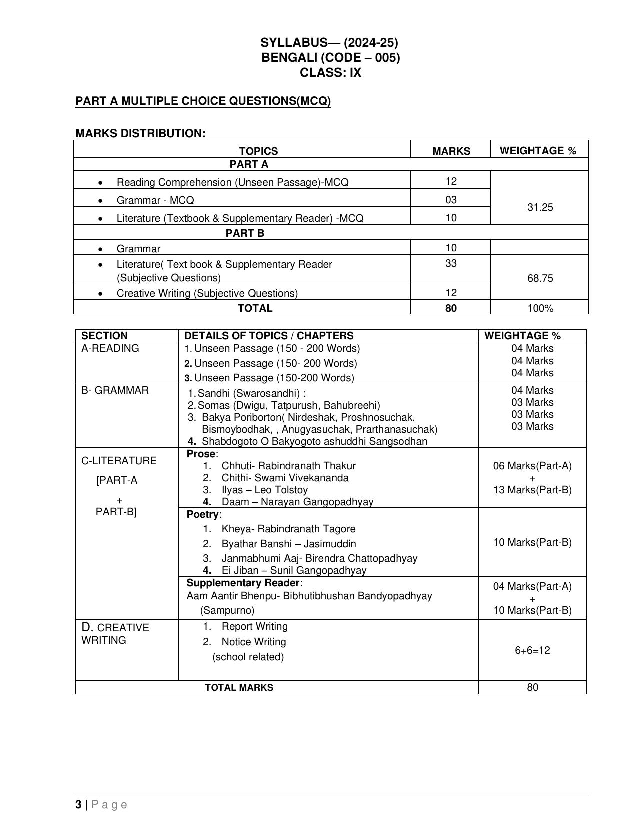 CBSE Class IX & X Bengali Syllabus - Page 3