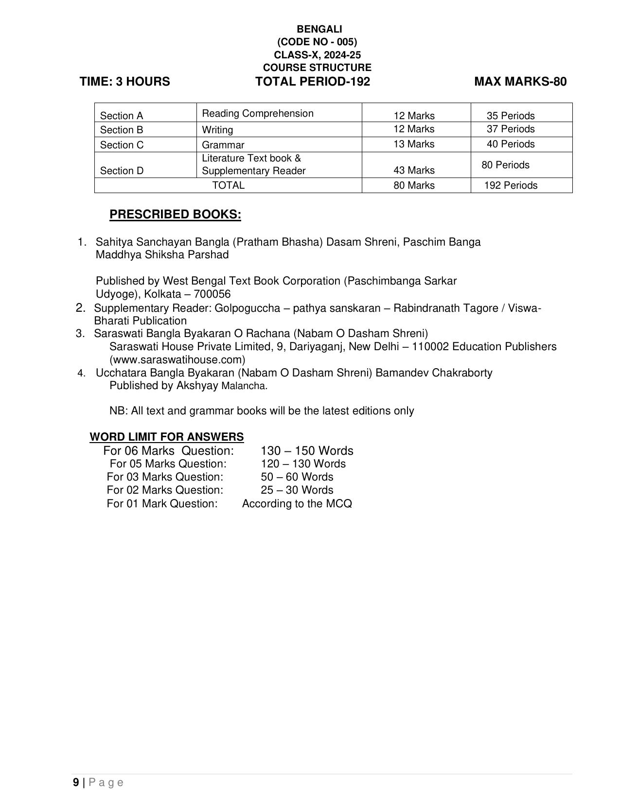 CBSE Class IX & X Bengali Syllabus - Page 9