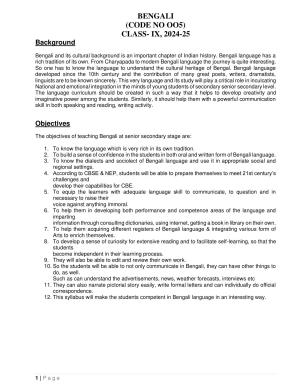 CBSE Class IX & X Bengali Syllabus