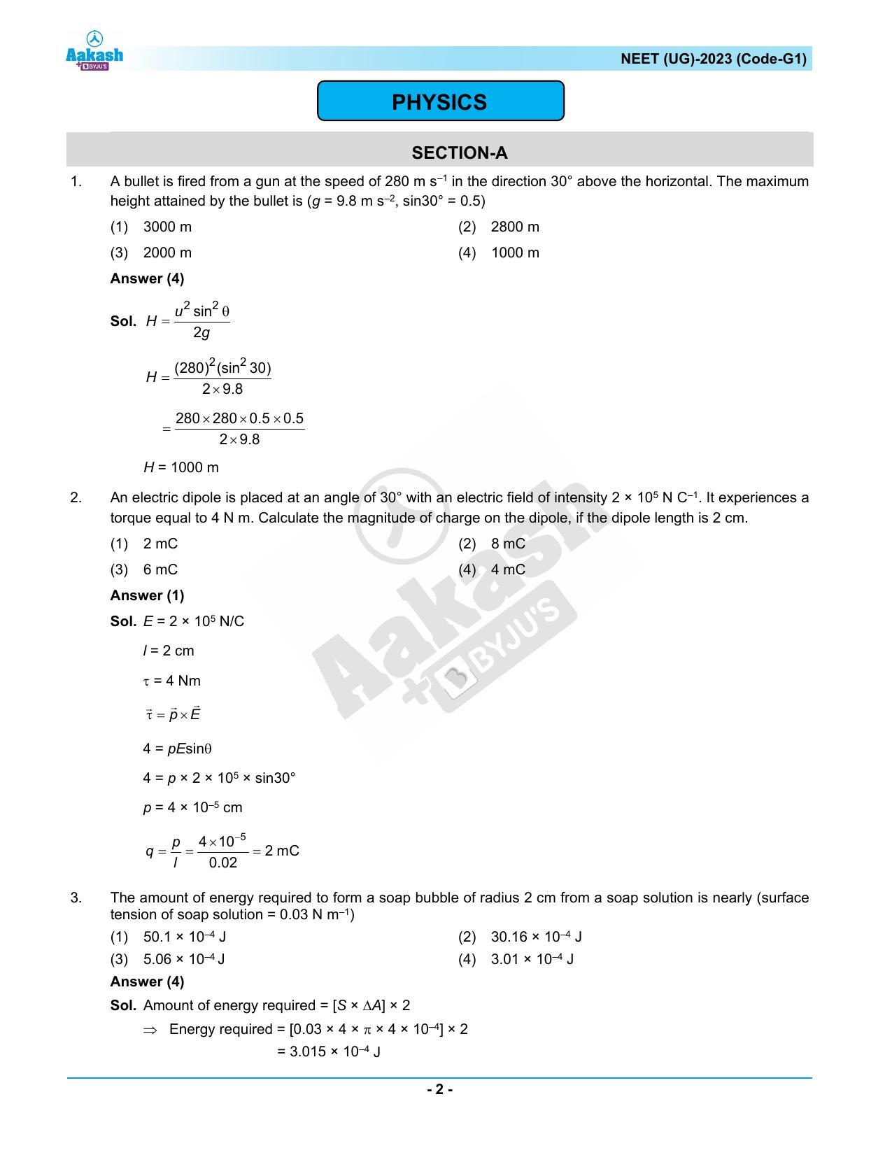 NEET 2023 Question Paper G1 - Page 2