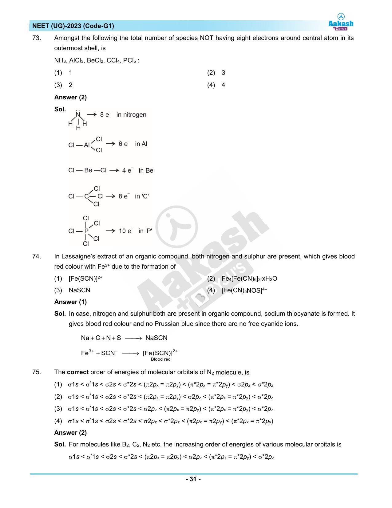 NEET 2023 Question Paper G1 - Page 31