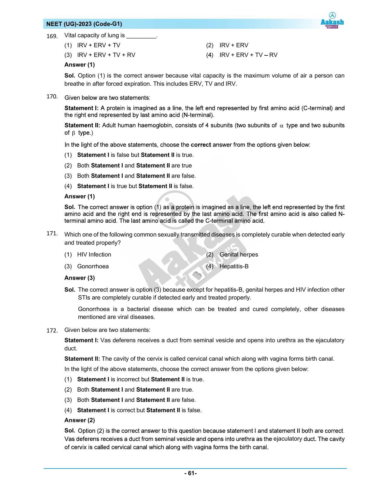 NEET 2023 Question Paper G1 - Page 61
