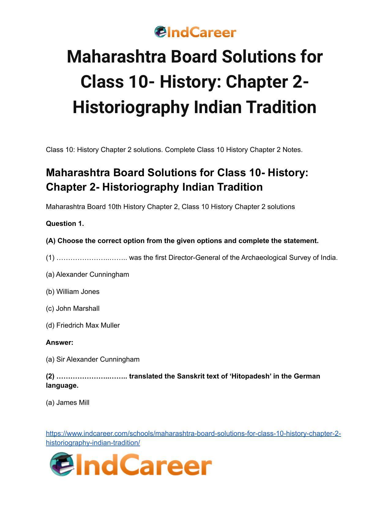 Maharashtra Board Solutions for Class 10- History: Chapter 2- Historiography Indian Tradition - Page 2