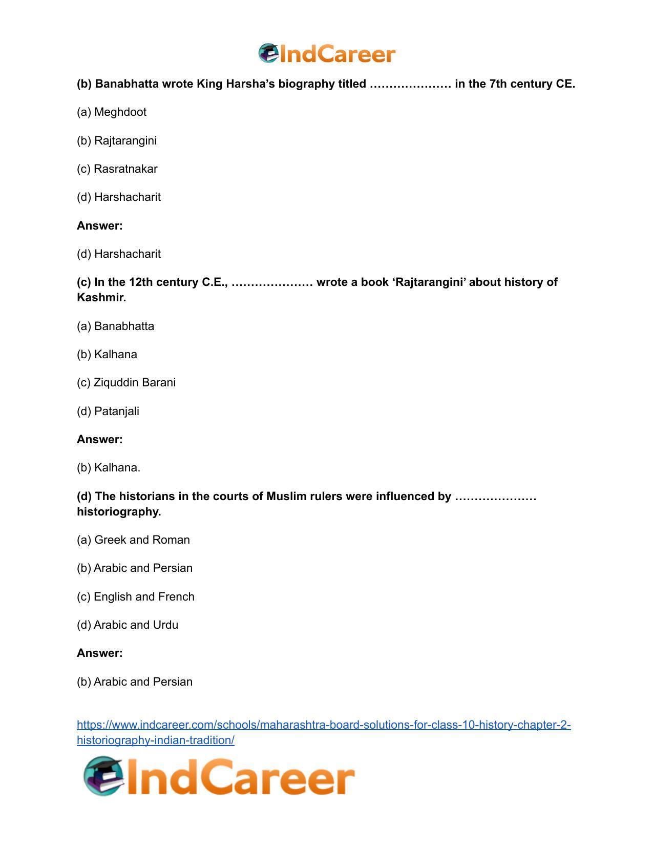 Maharashtra Board Solutions for Class 10- History: Chapter 2- Historiography Indian Tradition - Page 10