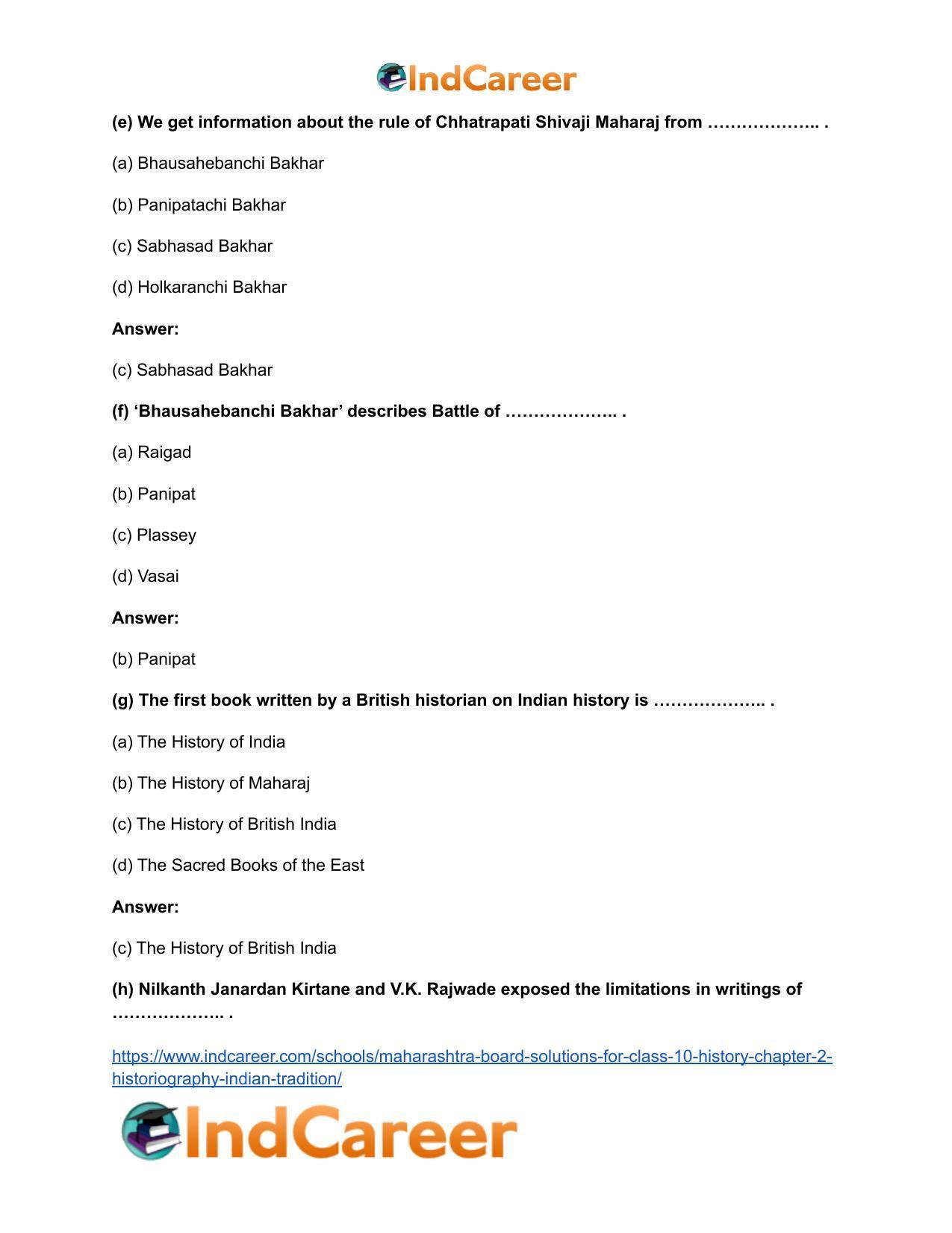 Maharashtra Board Solutions for Class 10- History: Chapter 2- Historiography Indian Tradition - Page 11