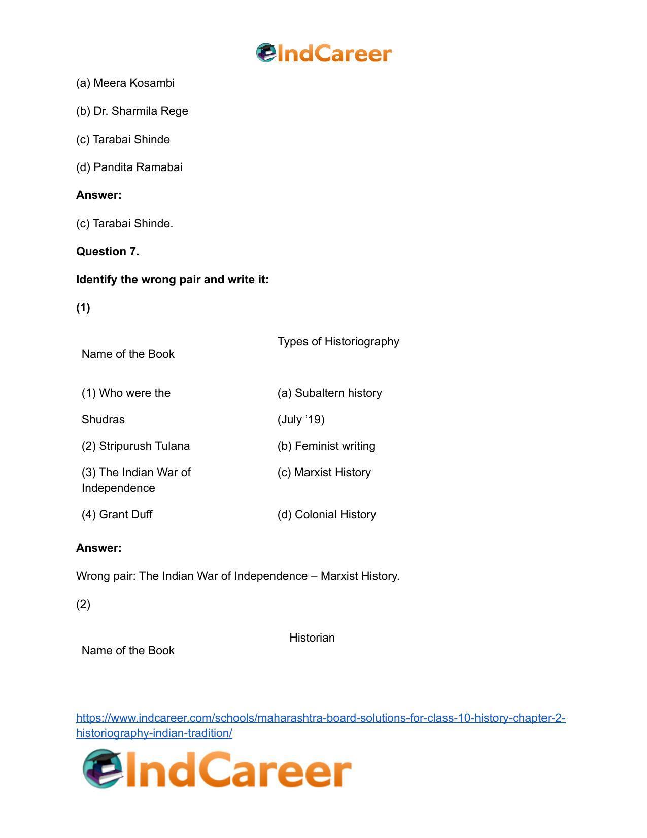 Maharashtra Board Solutions for Class 10- History: Chapter 2- Historiography Indian Tradition - Page 14