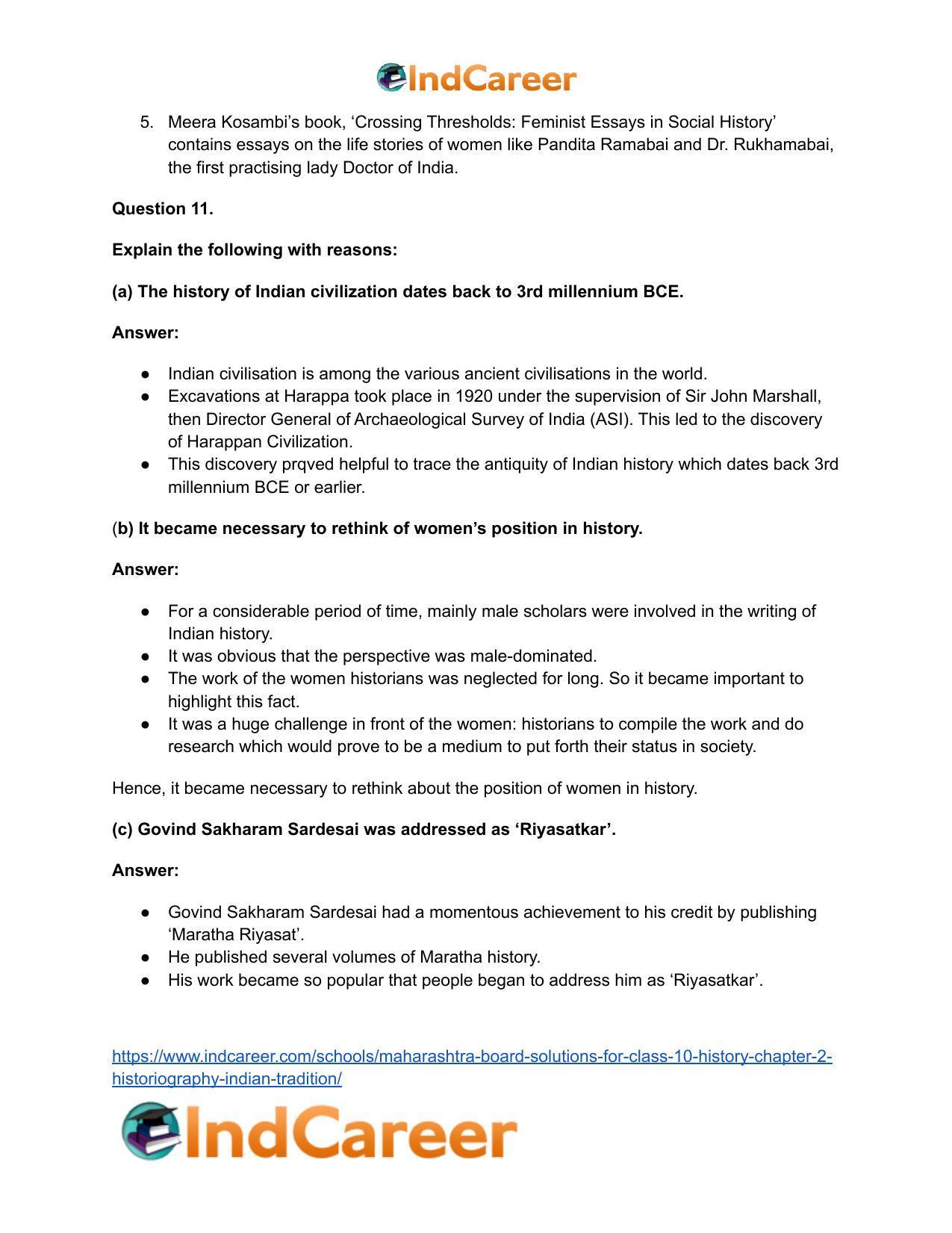 Maharashtra Board Solutions for Class 10- History: Chapter 2- Historiography Indian Tradition - Page 20