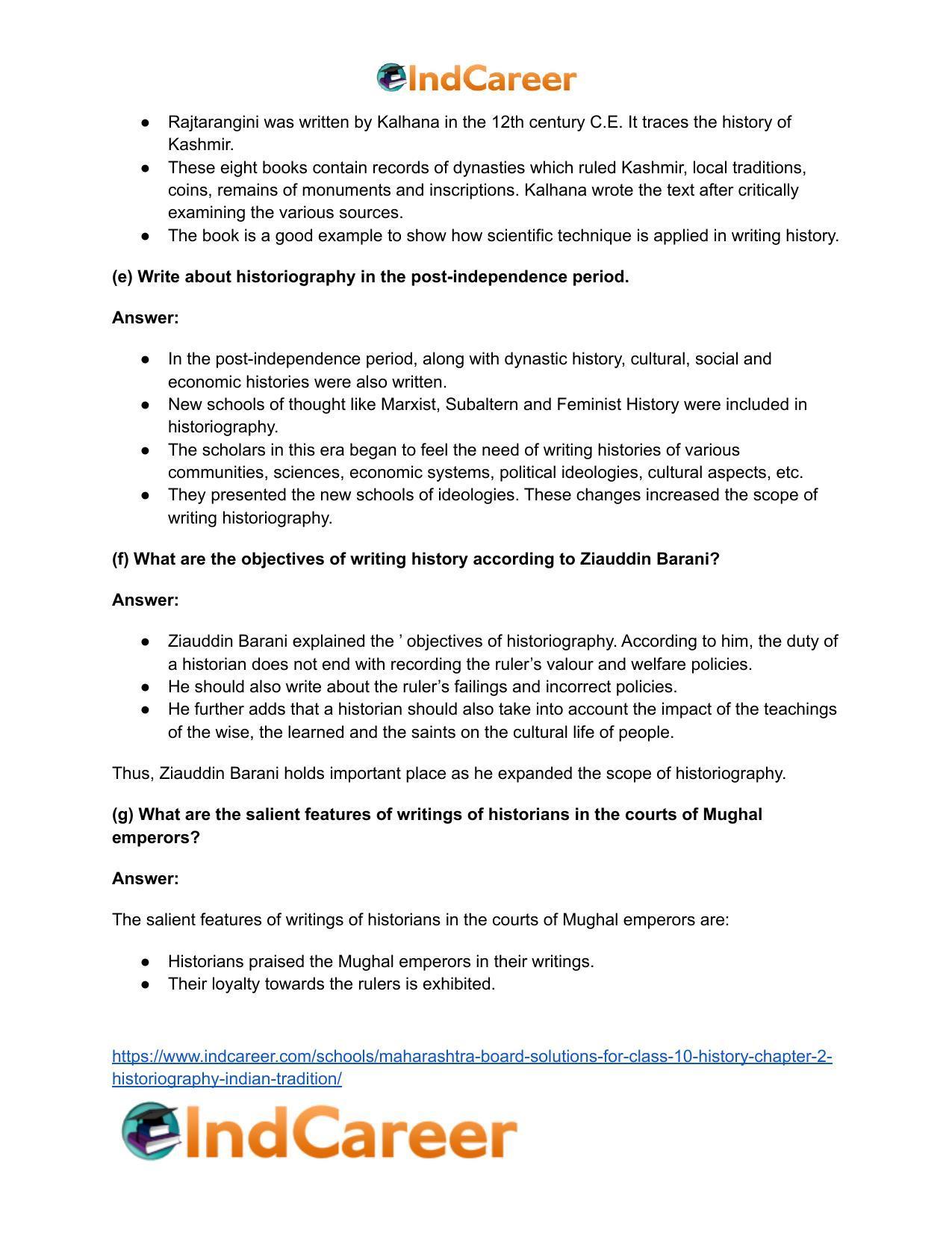 Maharashtra Board Solutions for Class 10- History: Chapter 2- Historiography Indian Tradition - Page 22
