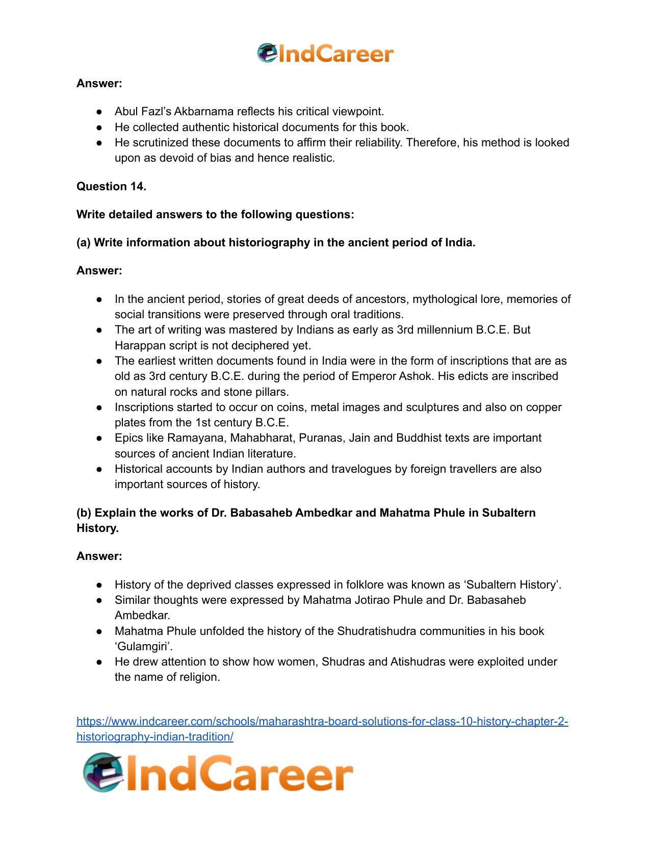 Maharashtra Board Solutions for Class 10- History: Chapter 2- Historiography Indian Tradition - Page 24