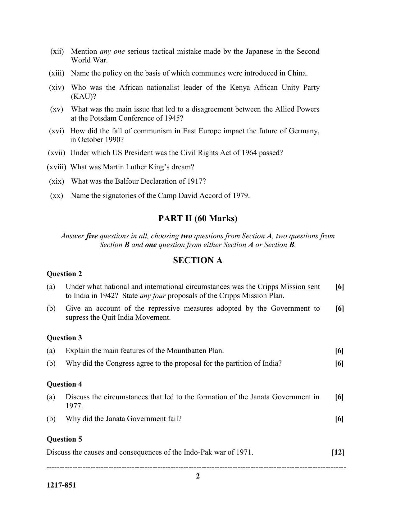 ISC Class 12 2017 History Question Paper - Page 2