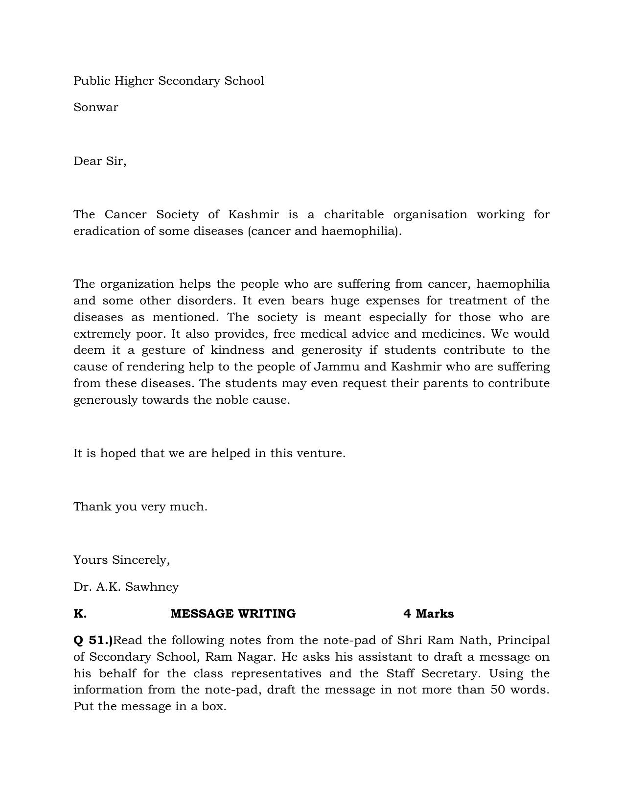 JKBOSE Class 10 English Question Bank - Page 20