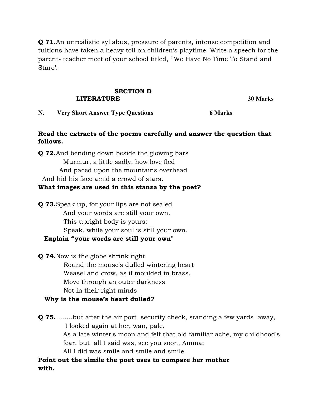 JKBOSE Class 10 English Question Bank - Page 25