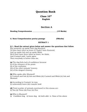JKBOSE Class 10 English Question Bank