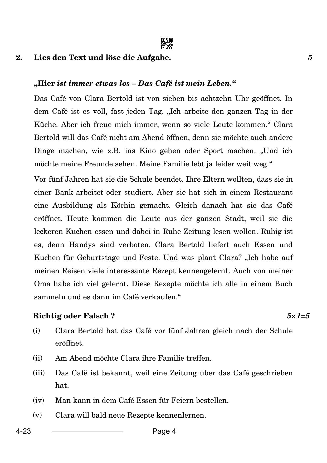 CBSE Class 10 German 2024 Question Paper - Page 4