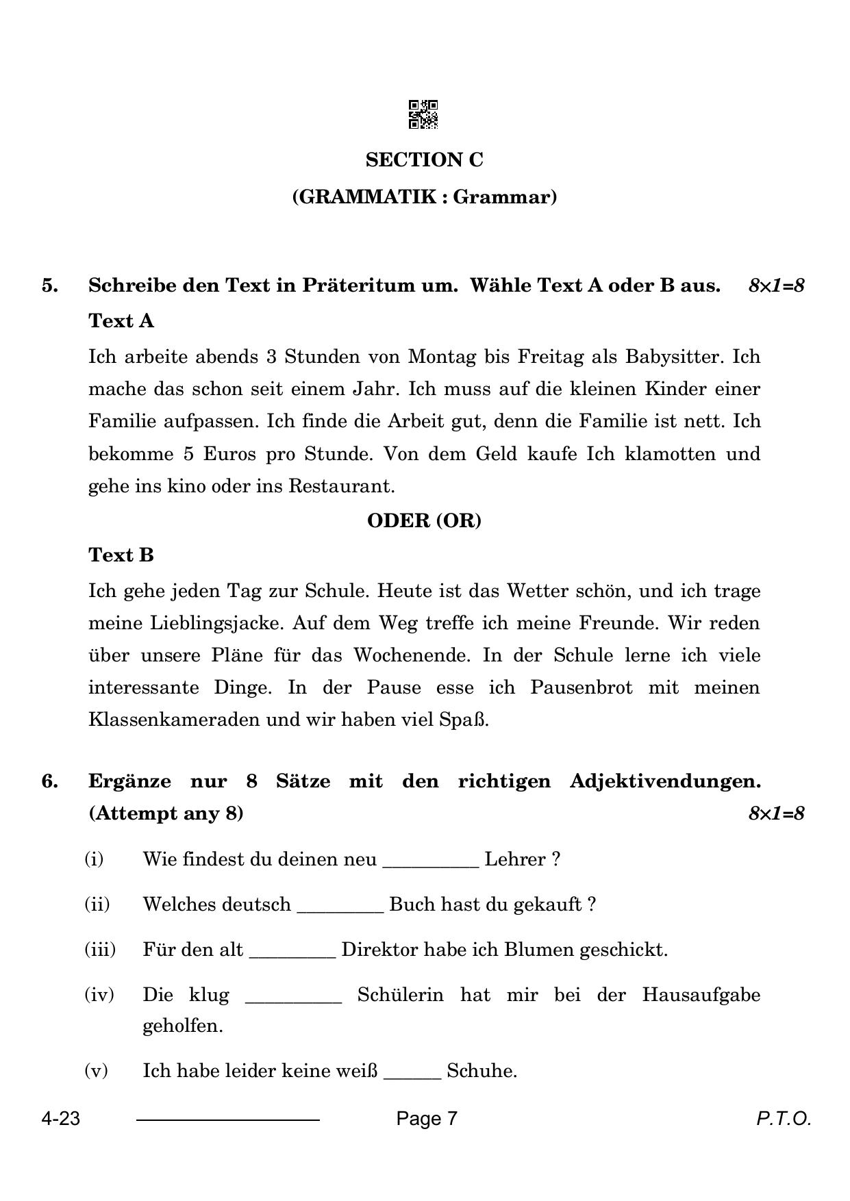 CBSE Class 10 German 2024 Question Paper - Page 7