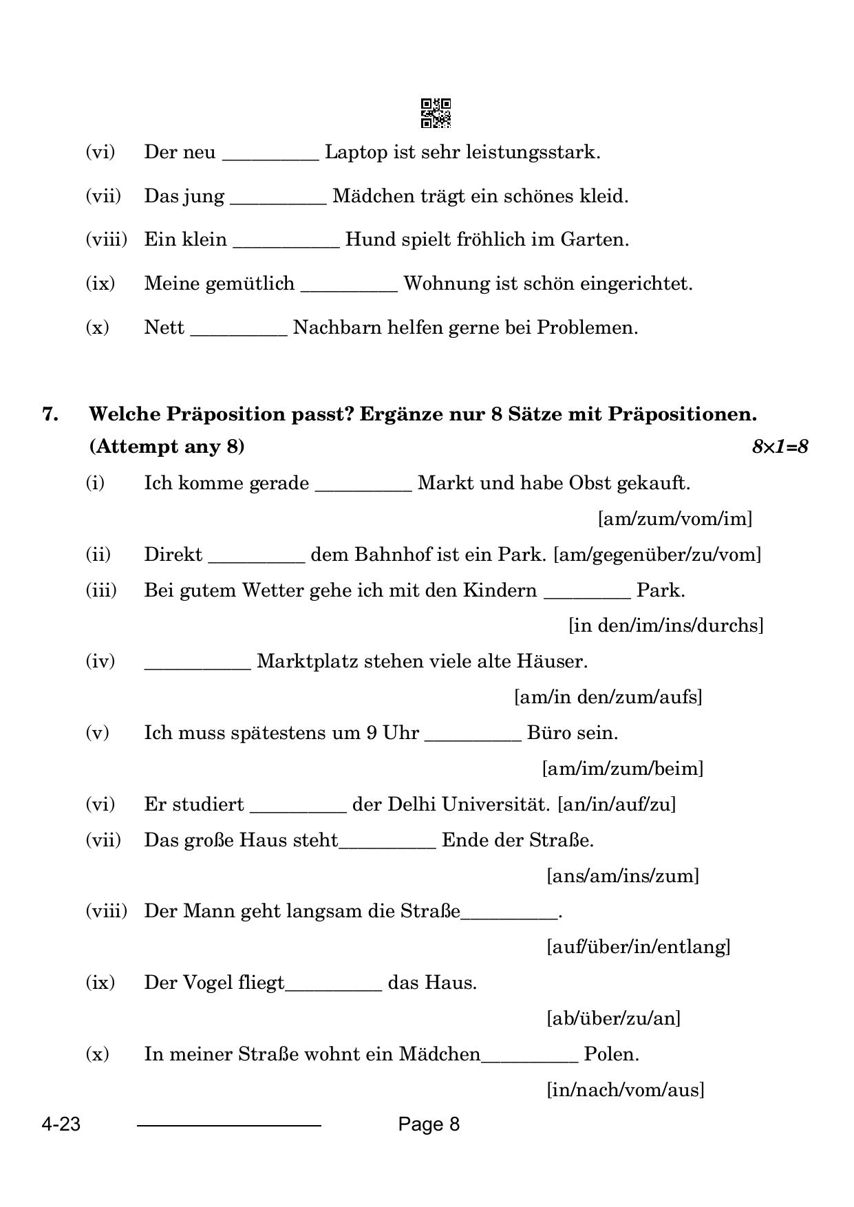 CBSE Class 10 German 2024 Question Paper - Page 8